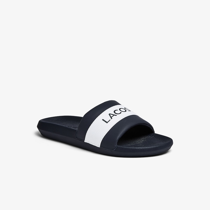 Chanclas Lacoste Croco Textile Logo Hombre Azul Marino Blancos | SU4-70087J3