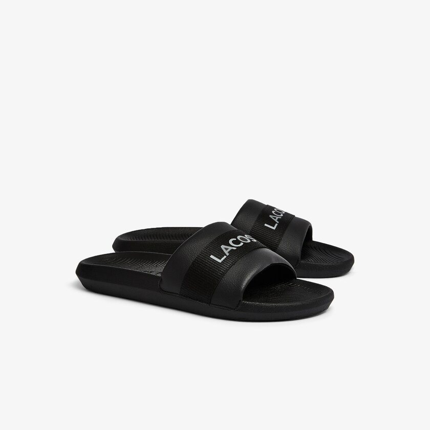 Chanclas Lacoste Croco Textile Logo Hombre Negros Negros | HO3-67716Y9