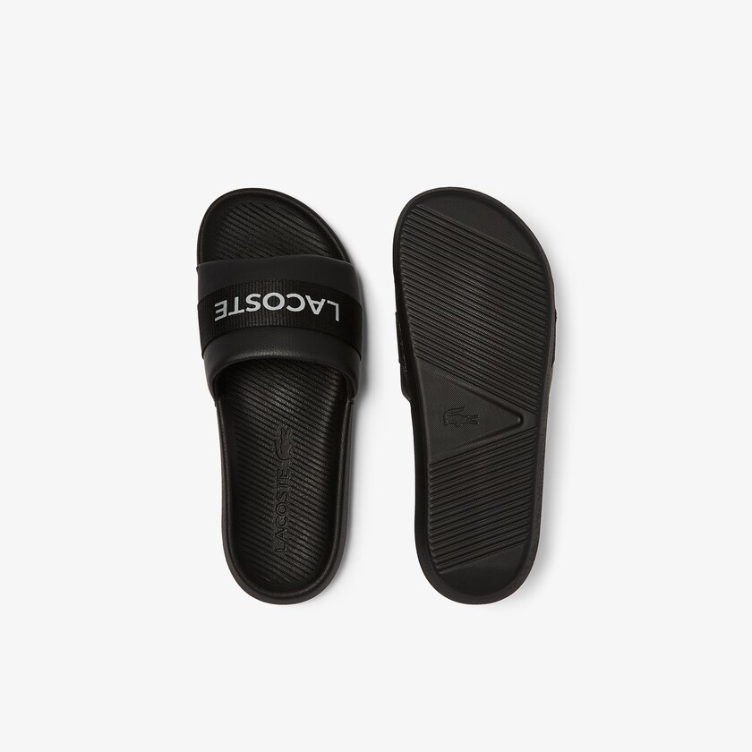 Chanclas Lacoste Croco Textile Logo Hombre Negros Negros | HO3-67716Y9