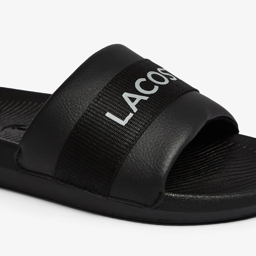 Chanclas Lacoste Croco Textile Logo Hombre Negros Negros | HO3-67716Y9