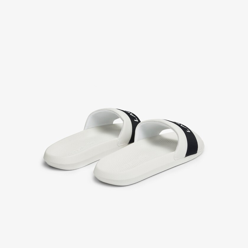 Chanclas Lacoste Croco Textile Logo Hombre Blancos Azul Marino | GC9-47394D2