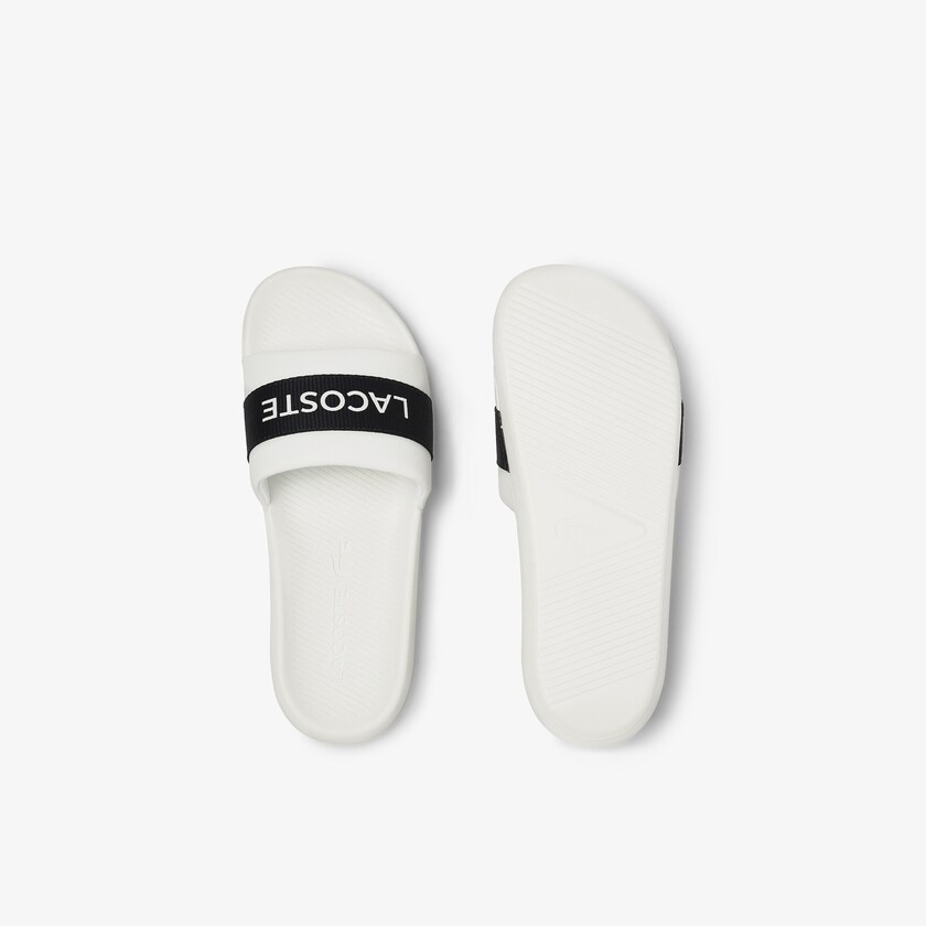 Chanclas Lacoste Croco Textile Logo Hombre Blancos Azul Marino | GC9-47394D2