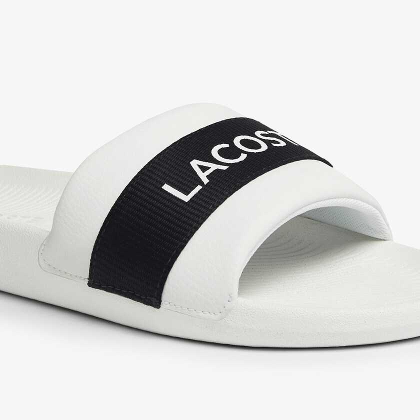 Chanclas Lacoste Croco Textile Logo Hombre Blancos Azul Marino | GC9-47394D2