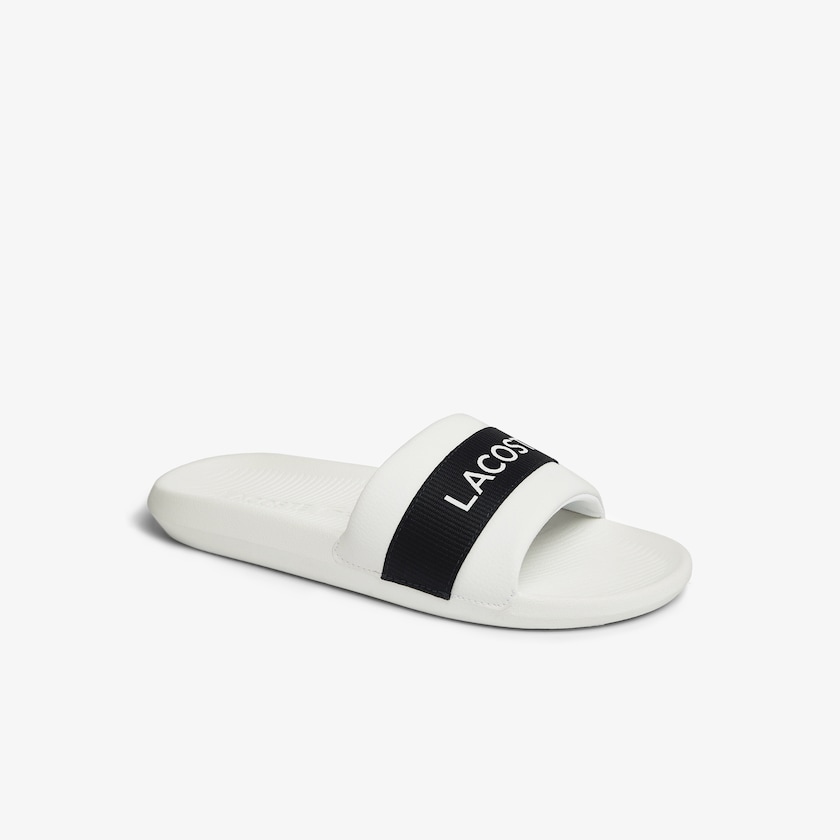 Chanclas Lacoste Croco Textile Logo Hombre Blancos Azul Marino | GC9-47394D2