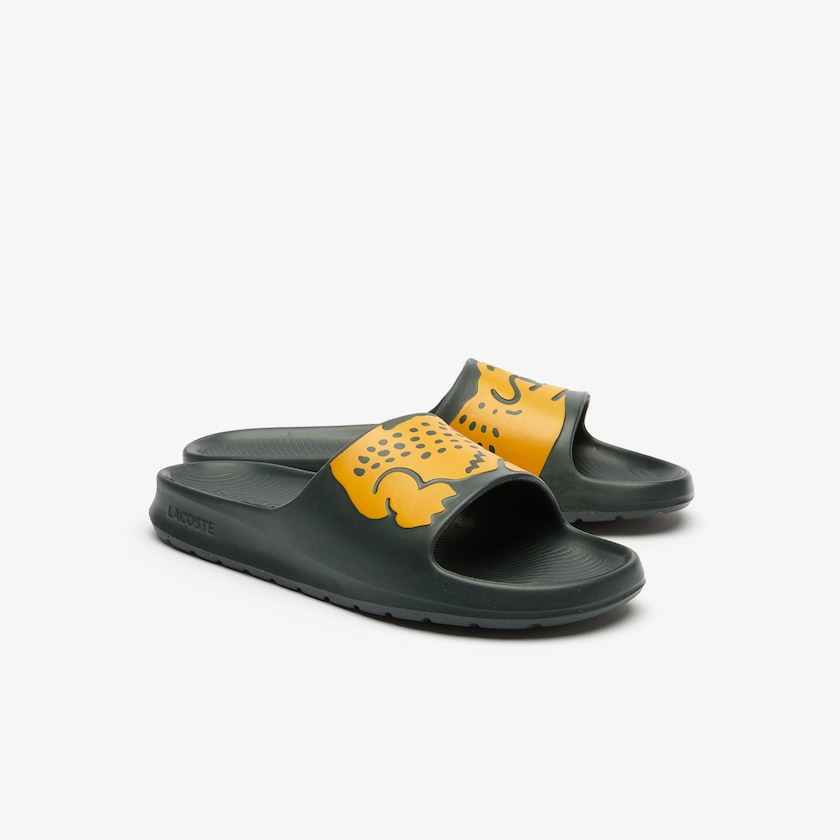 Chanclas Lacoste x Ricky Regal Synthetic Crocodile Hombre Verdes Oscuro Amarillos | RR5-32573G0