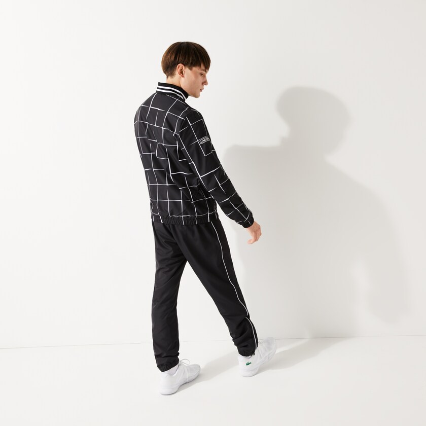 Chandals Lacoste SPORT Lightweight Print Tennis Hombre Negros Blancos | US6-60036L3