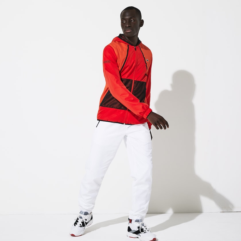 Chandals Lacoste SPORT Mesh Inset Hooded Colorblock Hombre Rojos Blancos Negros | JV0-63436H5