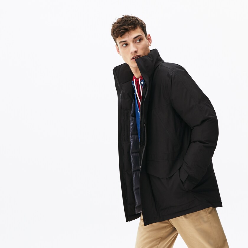 Chaquetas Parka Lacoste Detachable Faux Fur Hood Long Quilted Hombre Negros Grises Oscuro | BR9-03590Q0