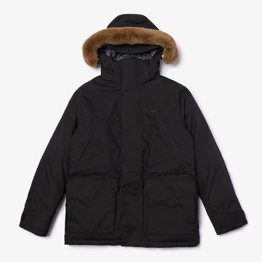 Chaquetas Parka Lacoste Detachable Faux Fur Hood Long Quilted Hombre Negros Grises Oscuro | BR9-03590Q0