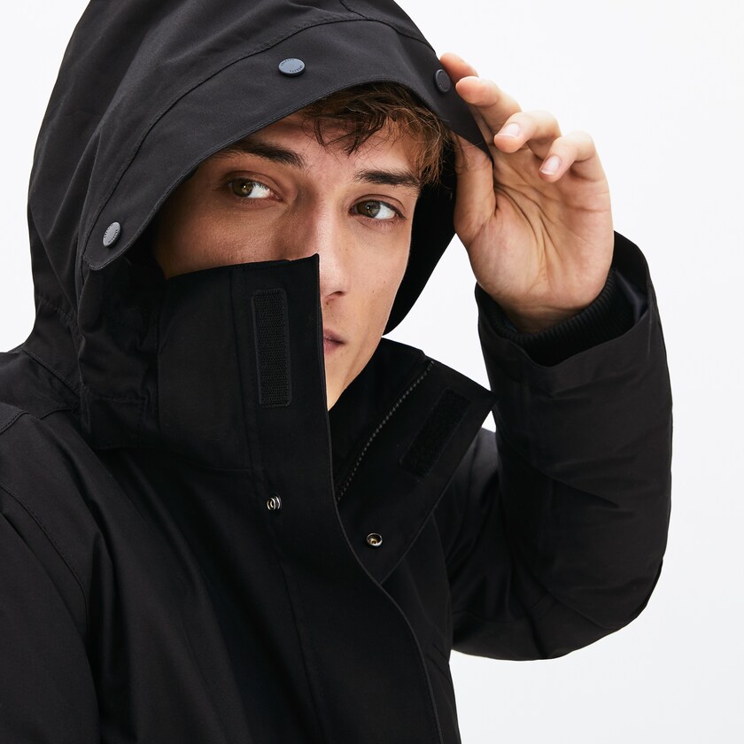 Chaquetas Parka Lacoste Detachable Faux Fur Hood Long Quilted Hombre Negros Grises Oscuro | BR9-03590Q0