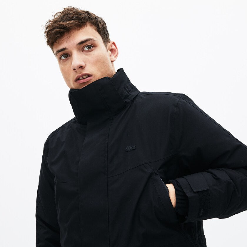 Chaquetas Parka Lacoste Detachable Faux Fur Hood Long Quilted Hombre Negros Grises Oscuro | BR9-03590Q0