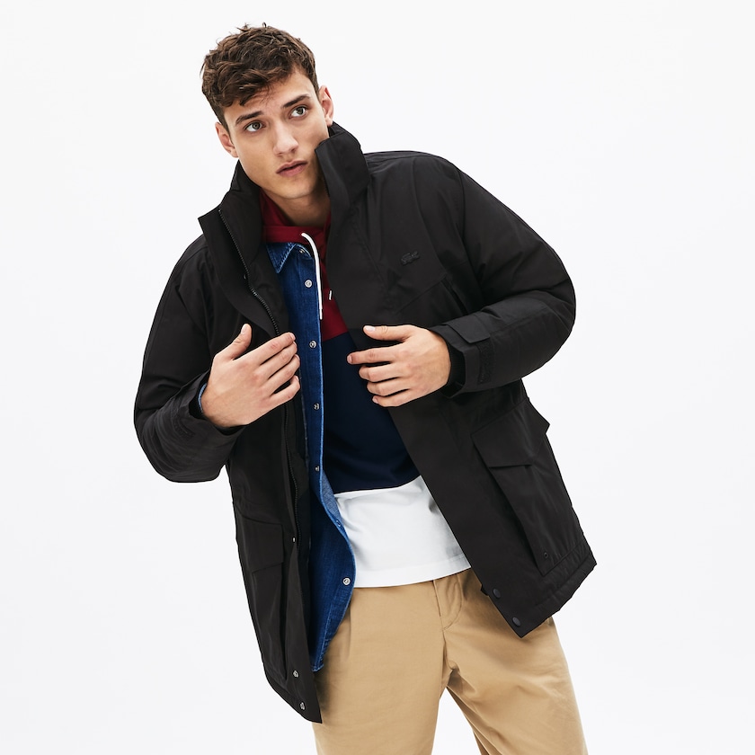 Chaquetas Parka Lacoste Detachable Faux Fur Hood Long Quilted Hombre Negros Grises Oscuro | BR9-03590Q0