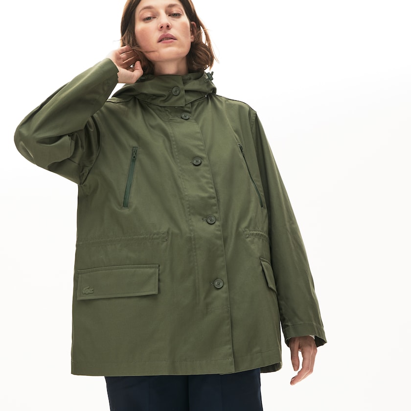 Chaquetas Parka Lacoste Flared Water-Resistant Mujer Kaki Verdes | YB0-05010I6