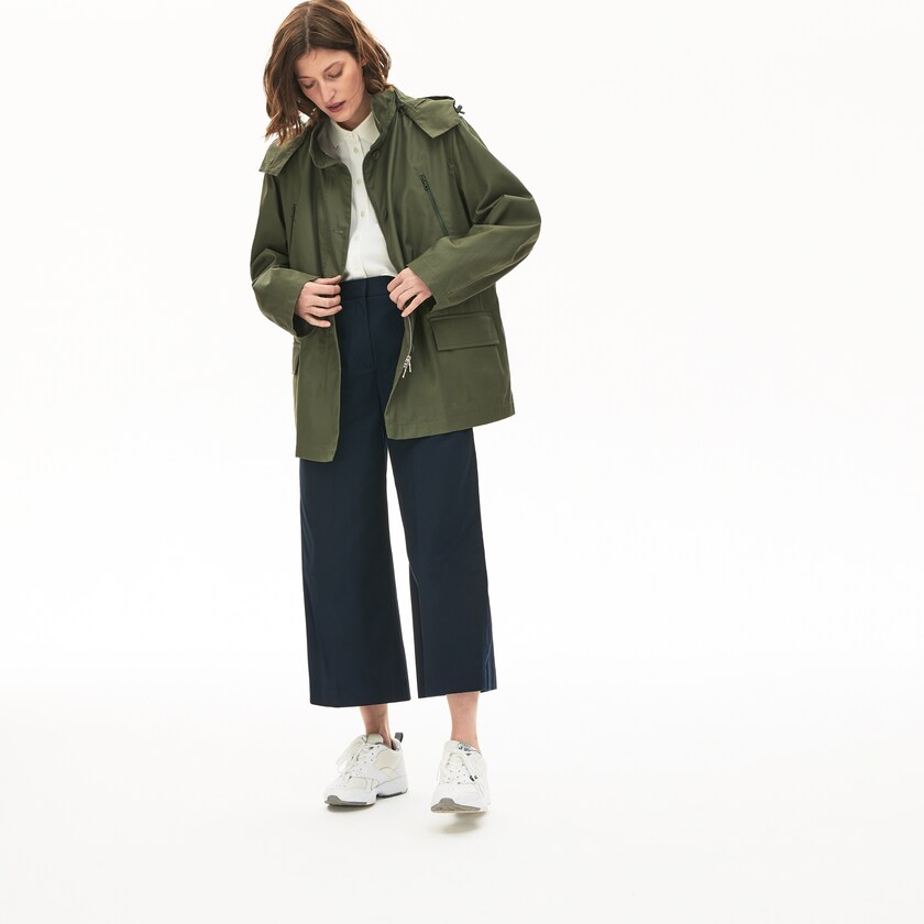 Chaquetas Parka Lacoste Flared Water-Resistant Mujer Kaki Verdes | YB0-05010I6