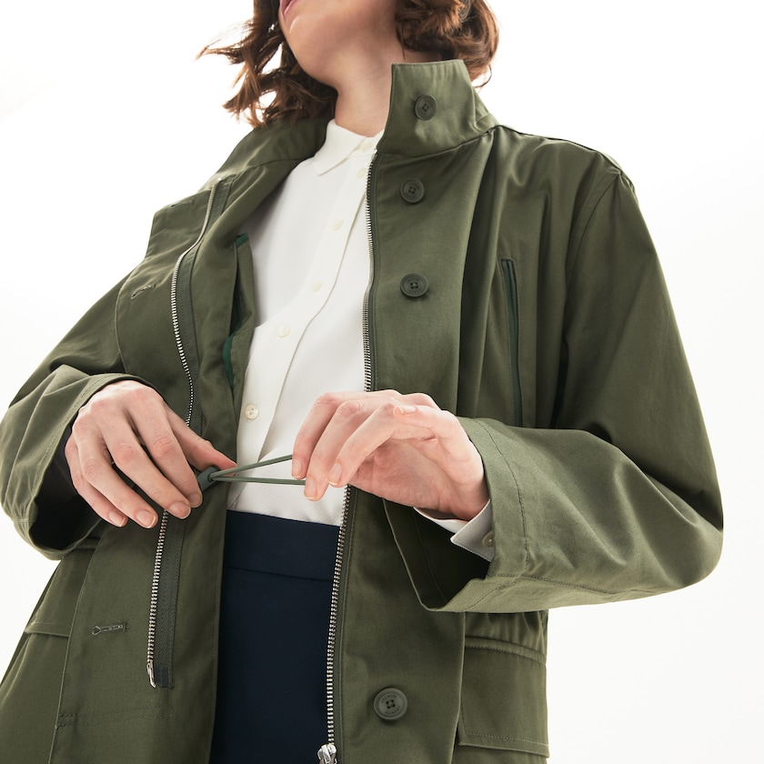 Chaquetas Parka Lacoste Flared Water-Resistant Mujer Kaki Verdes | YB0-05010I6