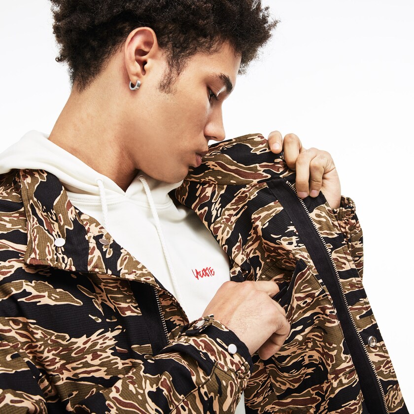 Chaquetas Parka Lacoste LIVE Camouflage Hombre Negros Blancos | GE9-19631O7