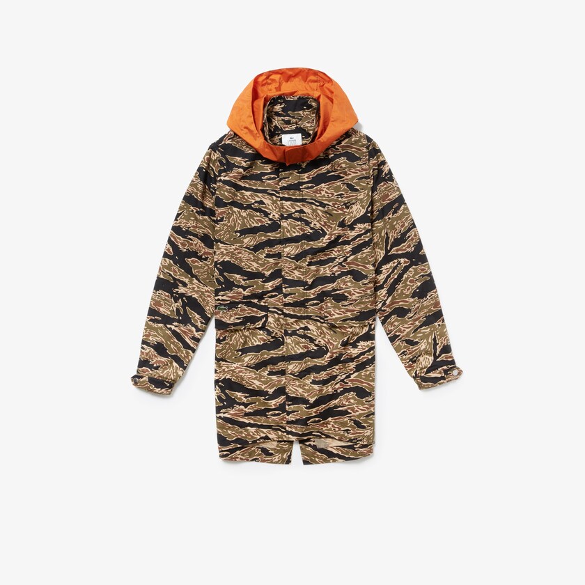 Chaquetas Parka Lacoste LIVE Camouflage Hombre Negros Blancos | GE9-19631O7
