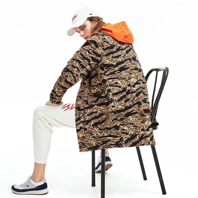 Chaquetas Parka Lacoste LIVE Camouflage Hombre Negros Blancos | GE9-19631O7
