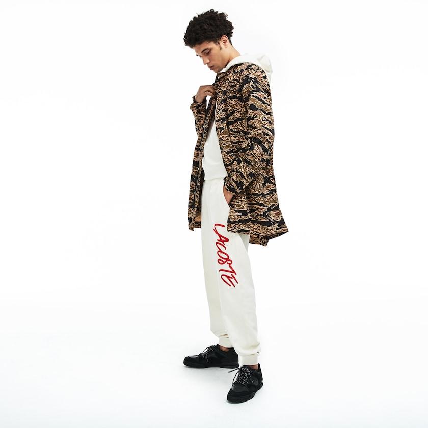 Chaquetas Parka Lacoste LIVE Camouflage Hombre Negros Blancos | GE9-19631O7