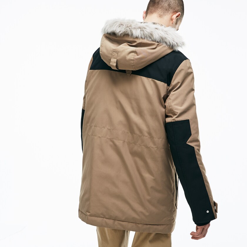Chaquetas Parka Lacoste LIVE Water-Resistant Canvas Quilted Hombre Beige Negros | RS5-97159A3