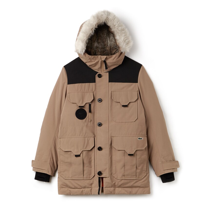 Chaquetas Parka Lacoste LIVE Water-Resistant Canvas Quilted Hombre Beige Negros | RS5-97159A3