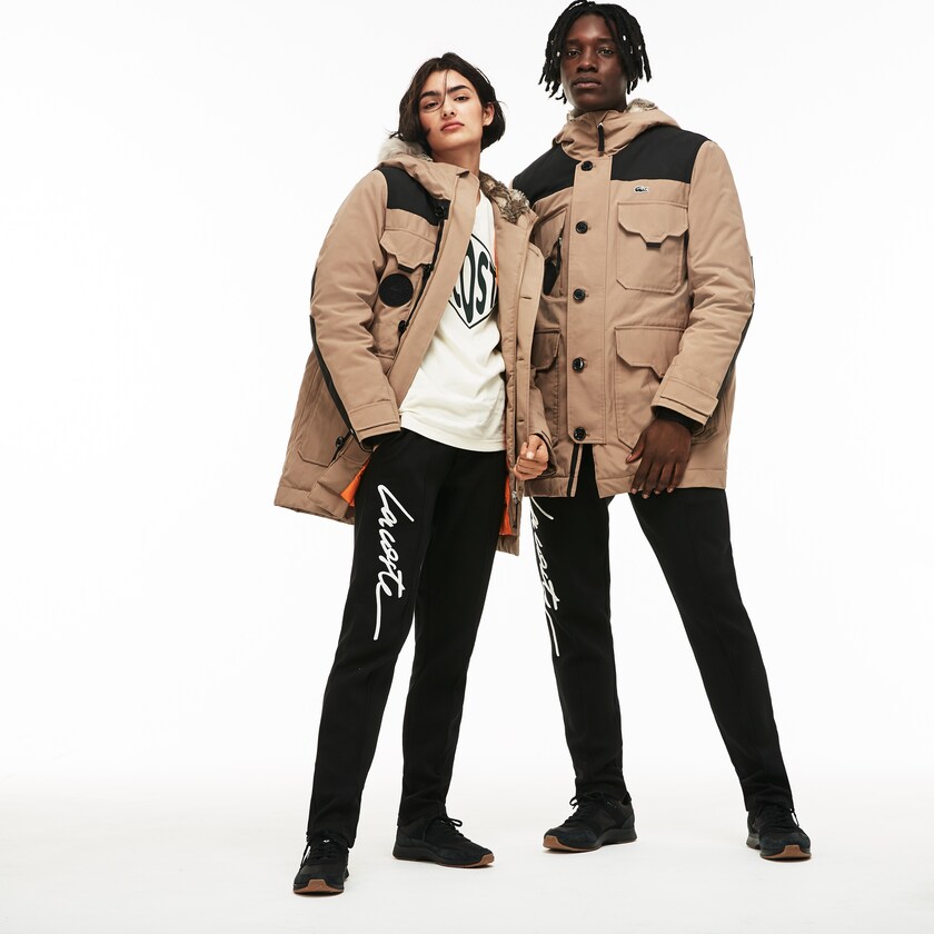 Chaquetas Parka Lacoste LIVE Water-Resistant Canvas Quilted Hombre Beige Negros | RS5-97159A3