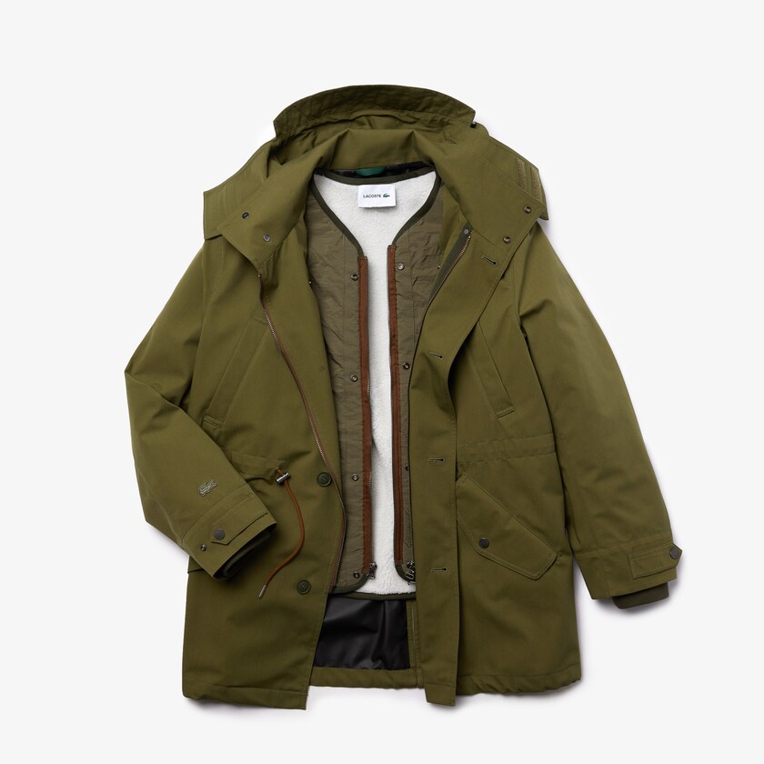 Chaquetas Parka Lacoste Quilted Interior Jacket Water-Resistant 3-in-1 Hombre Kaki Verdes | LG9-31703G4