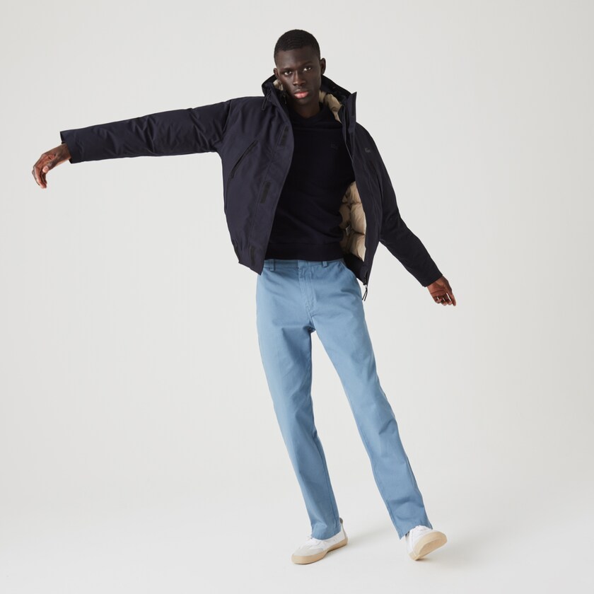 Chaquetas Parka Lacoste Short Water-Resistant Quilted Hooded Hombre Azul Marino Azules Beige | RZ5-84998T4