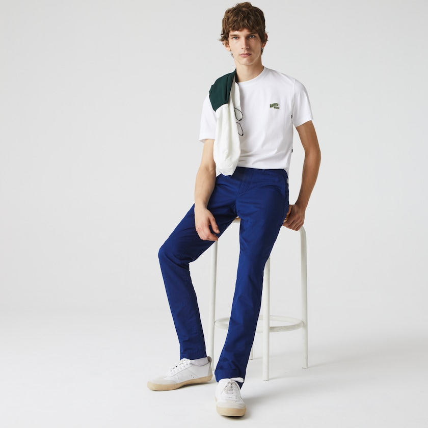 Pantalones Chinos Lacoste Cotton-Linen Hombre Azul Marino Azules | RK2-11891D3