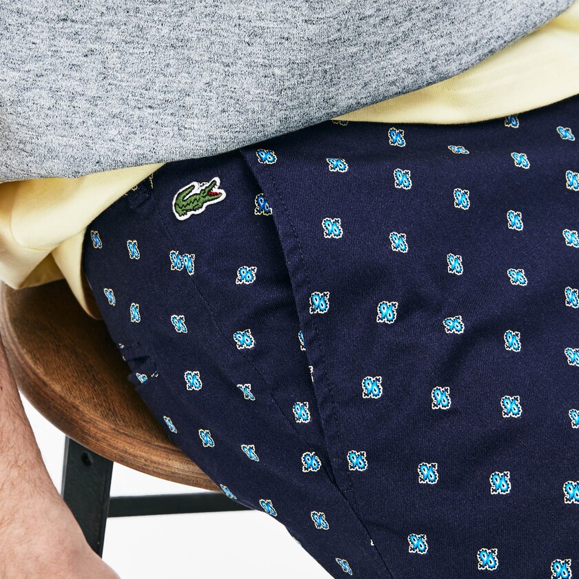 Pantalones Chinos Lacoste LIVE Skinny Fit Hombre Azul Marino Azules Blancos | ZW0-11131N0