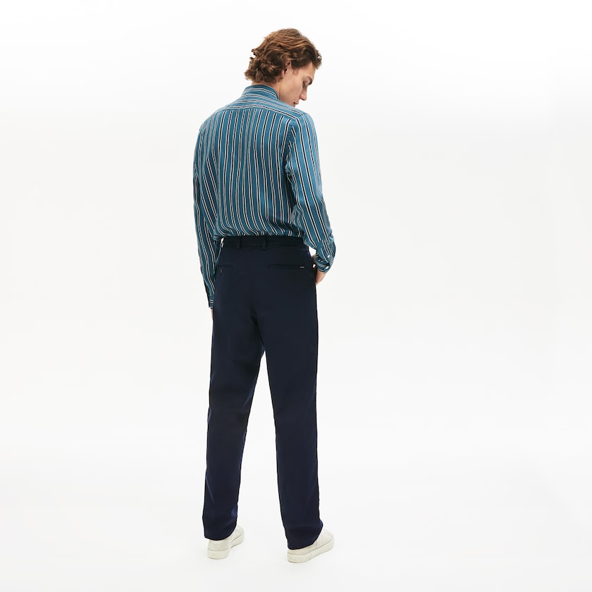 Pantalones Chinos Lacoste Pleat-Front Twill Hombre Azul Marino Azules | KU9-65646J7