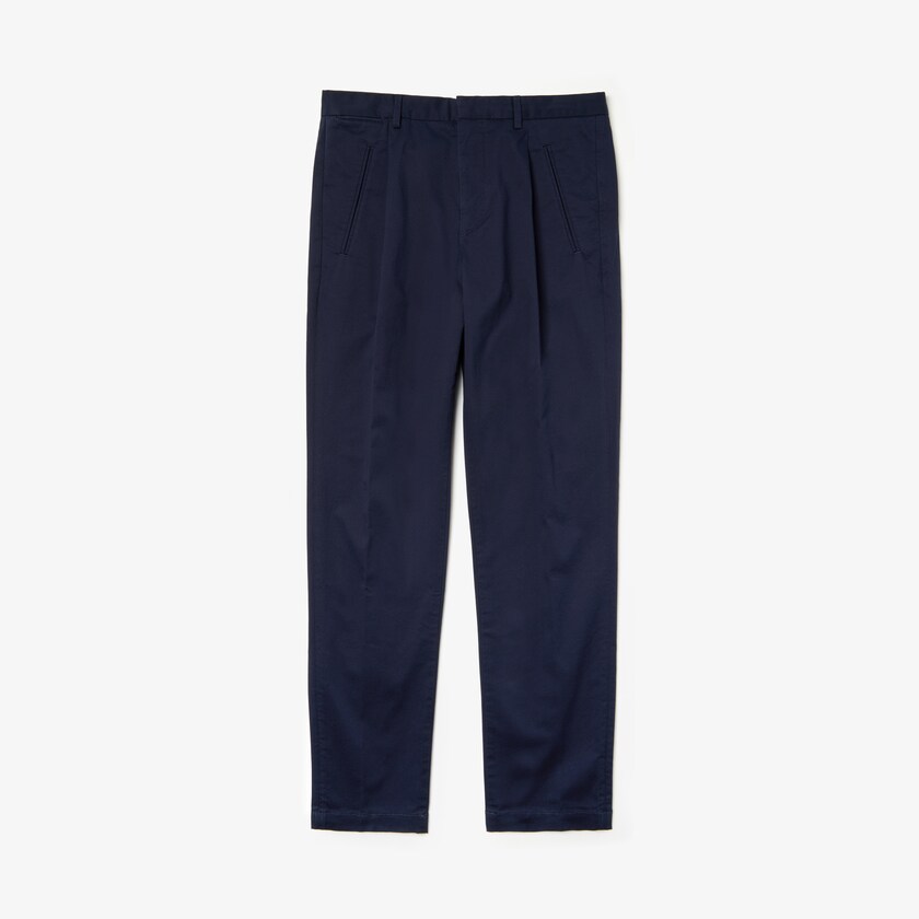 Pantalones Chinos Lacoste Pleat-Front Twill Hombre Azul Marino Azules | KU9-65646J7