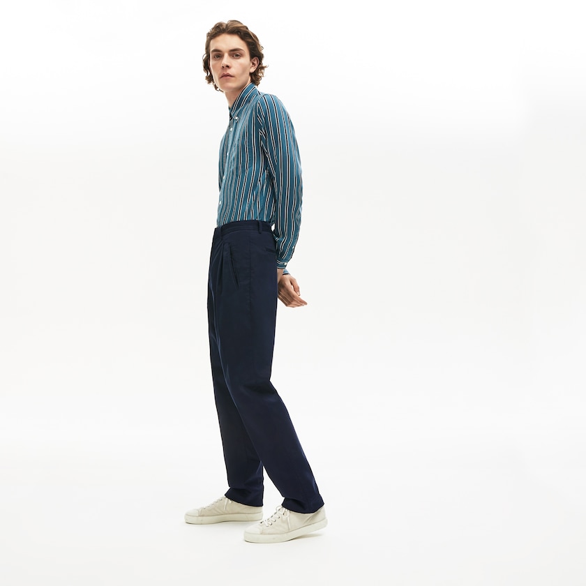 Pantalones Chinos Lacoste Pleat-Front Twill Hombre Azul Marino Azules | KU9-65646J7