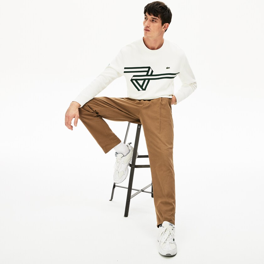 Pantalones Chinos Lacoste Pleated Cotton-Linen Hombre Marrom | FT8-95879O0