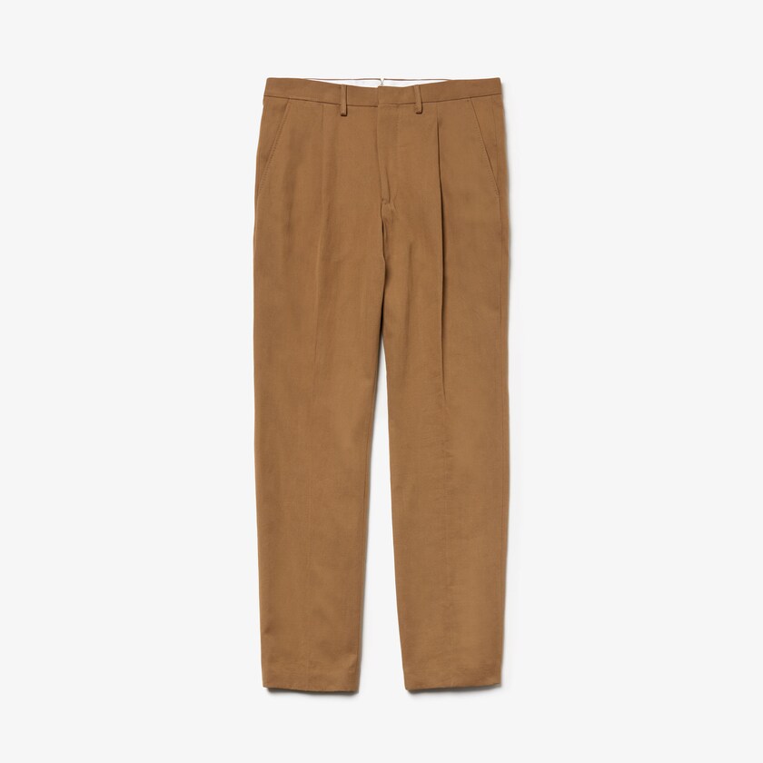Pantalones Chinos Lacoste Pleated Cotton-Linen Hombre Marrom | FT8-95879O0
