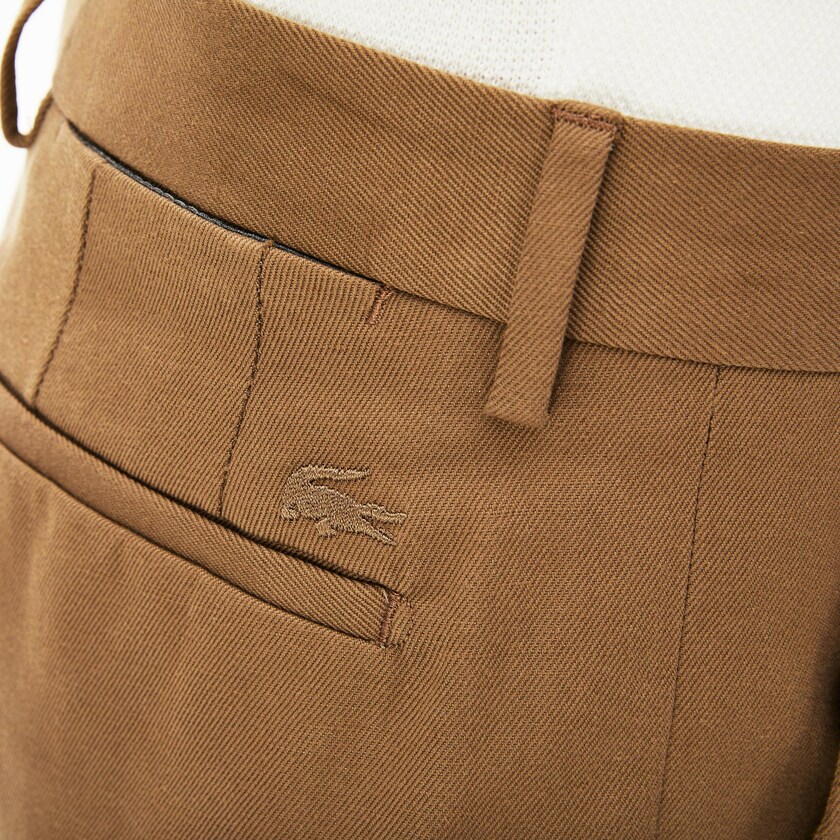 Pantalones Chinos Lacoste Pleated Cotton-Linen Hombre Marrom | FT8-95879O0