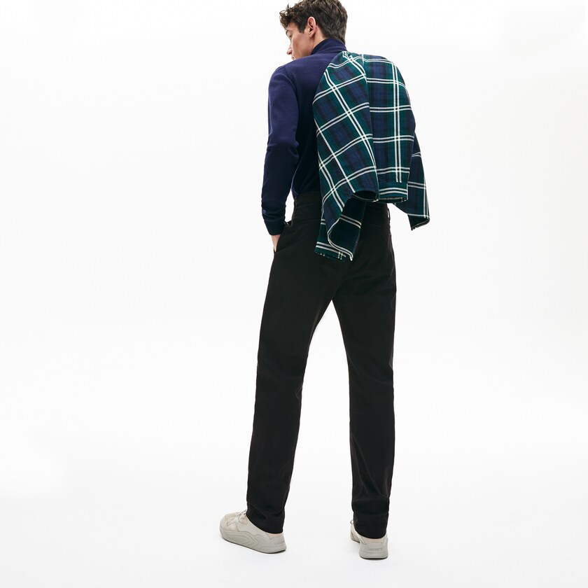Pantalones Chinos Lacoste Regular Fit Stretch Cotton Hombre Negros | OS0-67726W5