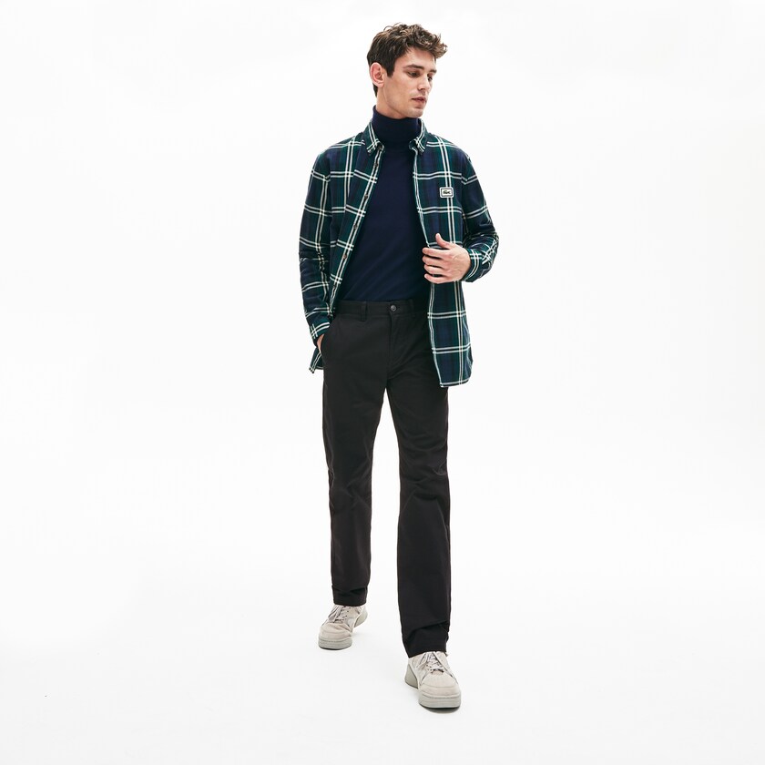 Pantalones Chinos Lacoste Regular Fit Stretch Cotton Hombre Negros | OS0-67726W5