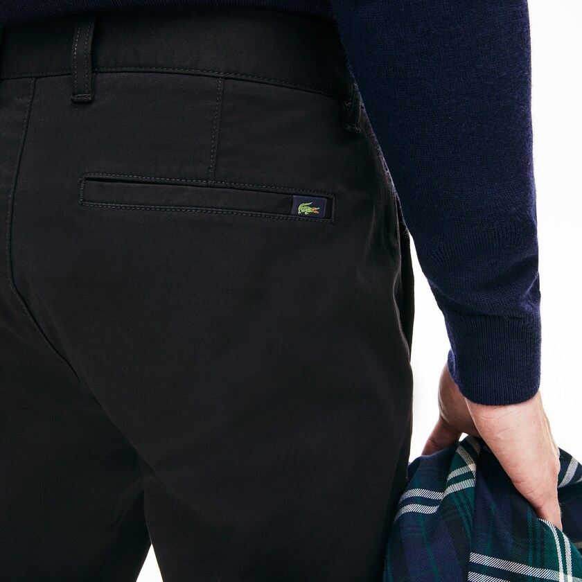 Pantalones Chinos Lacoste Regular Fit Stretch Cotton Hombre Negros | OS0-67726W5