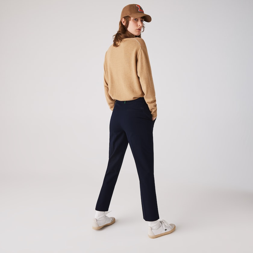 Pantalones Chinos Lacoste Stretch Cotton Mujer Azul Marino Azules | OJ2-80078J9