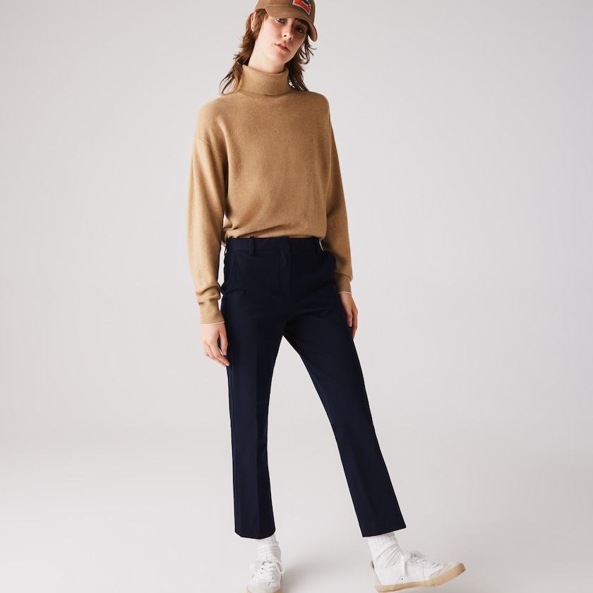 Pantalones Chinos Lacoste Stretch Cotton Mujer Azul Marino Azules | OJ2-80078J9