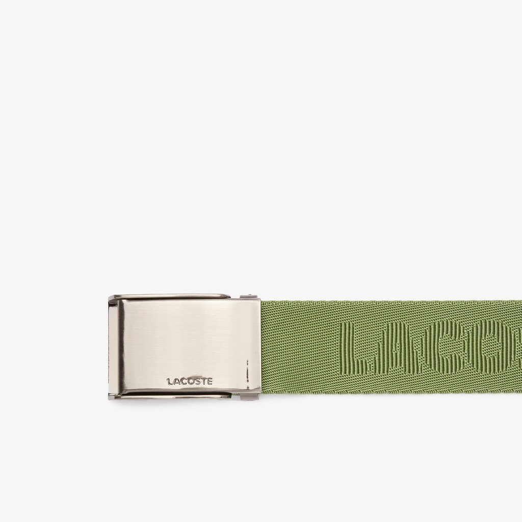 Cinturones Lacoste Hombre Verdes Engraved Plate Buckle Woven Belt YR5-91089E6