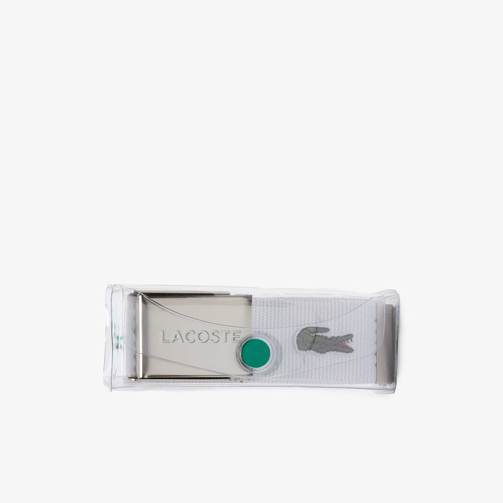 Cinturones Lacoste Hombre Blancos Made in France Engraved Buckle Woven Fabric Belt WE3-88388E7