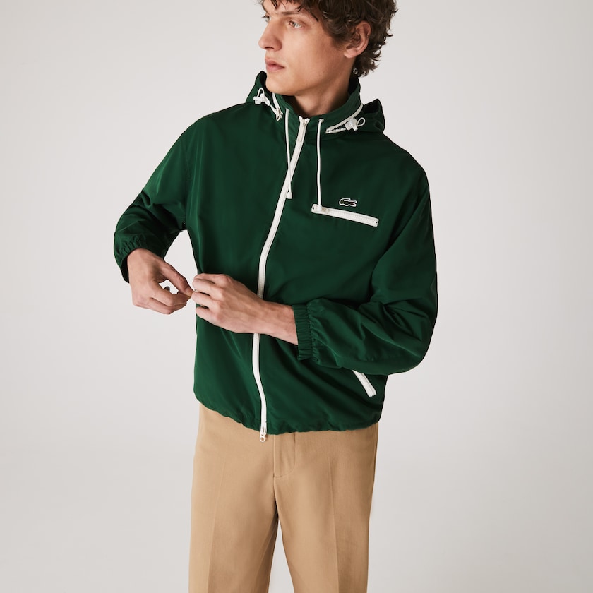 Cortavientos Lacoste Lightweight Water-Resistant Hooded Hombre Verdes | KB1-16041J5