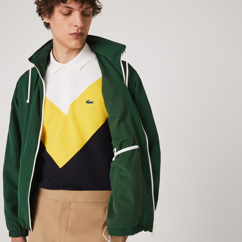 Cortavientos Lacoste Lightweight Water-Resistant Hooded Hombre Verdes | KB1-16041J5