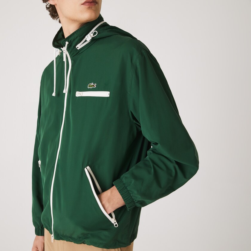 Cortavientos Lacoste Lightweight Water-Resistant Hooded Hombre Verdes | KB1-16041J5