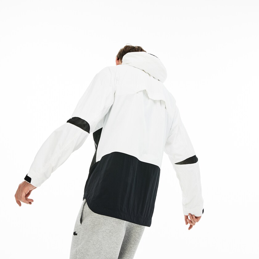Cortavientos Lacoste Motion Collapsible Colorblock Hombre Blancos Negros | IG4-87098Y4