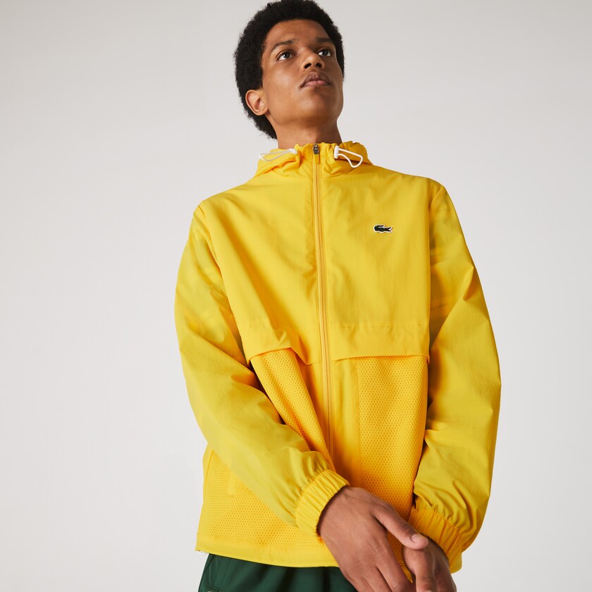 Cortavientos Lacoste SPORT Hooded Taffeta-Lined Hombre Amarillos Blancos | KY9-09030T8
