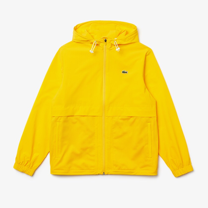 Cortavientos Lacoste SPORT Hooded Taffeta-Lined Hombre Amarillos Blancos | KY9-09030T8
