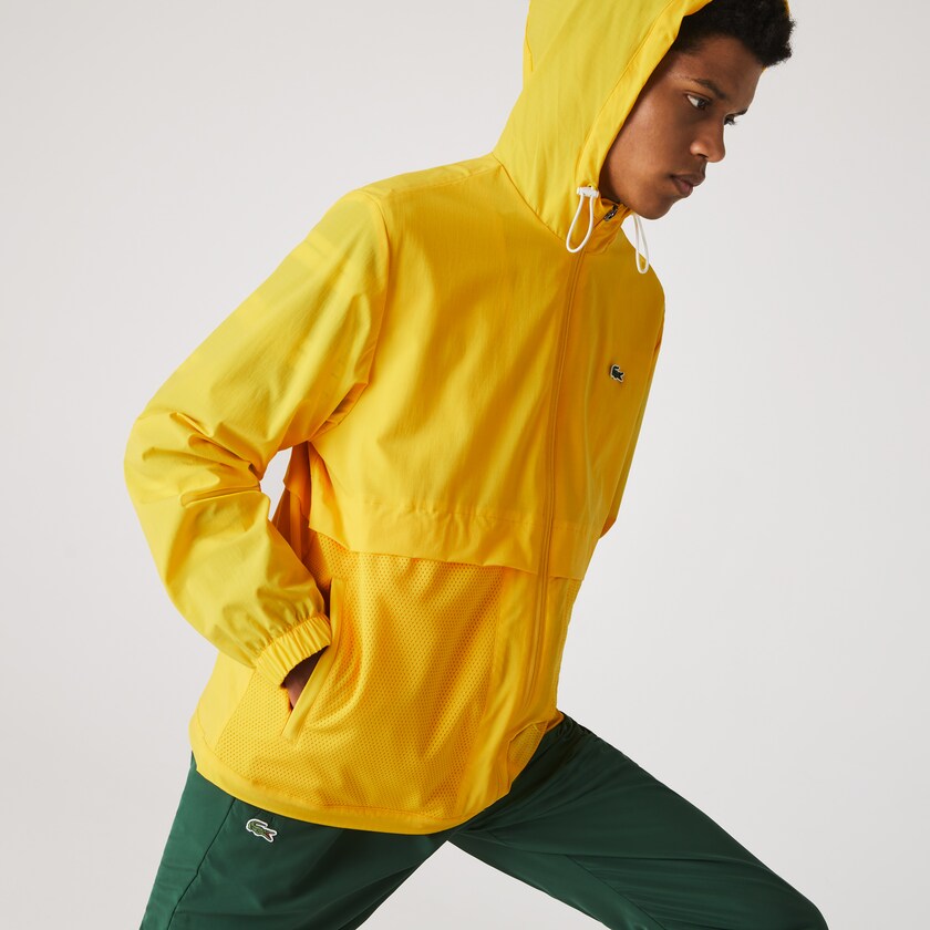 Cortavientos Lacoste SPORT Hooded Taffeta-Lined Hombre Amarillos Blancos | KY9-09030T8